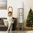 thumbnail image 6 of Floor Lamp with Shelves for Living Room, Shelf Floor Lamp with 3 CCT LED Bulb, Corner Display Standing Column Lamp Etagere Organizer Tower Nightstand with White Linen Shade for Bedroom Office, 6 of 7