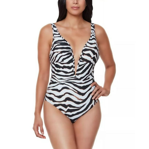 Bar III Women's Animal Printed V-Neck One-Piece Swimsuit