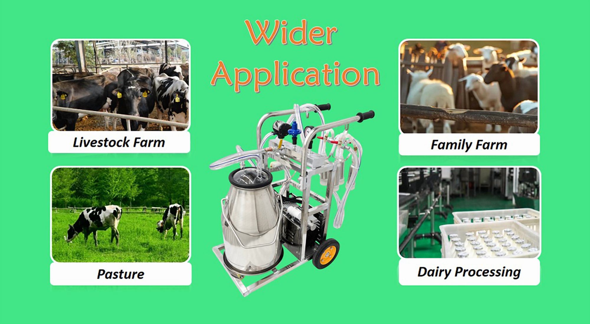 25L Oil-free Vacuum Pump Milking Machine Electric Hand Pushed Milking Machine 110V