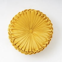 NAMZI Throw Pillows Velvet Pleated Round Pumpkin Couch Cushion Floor Filled Cushion for Home Sofa Chair Bed Car Decor (Navy blue)