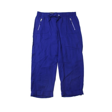 Inc International Concepts Blue Relaxed-Fit Cropped Utility Pants 12