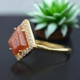 thumbnail image 3 of Kite Cut Natural Sunstone Ring Diamond Halo Proposal Ring Orange Gemstone Promise Ring Personalized Gift For Her, 3 of 4