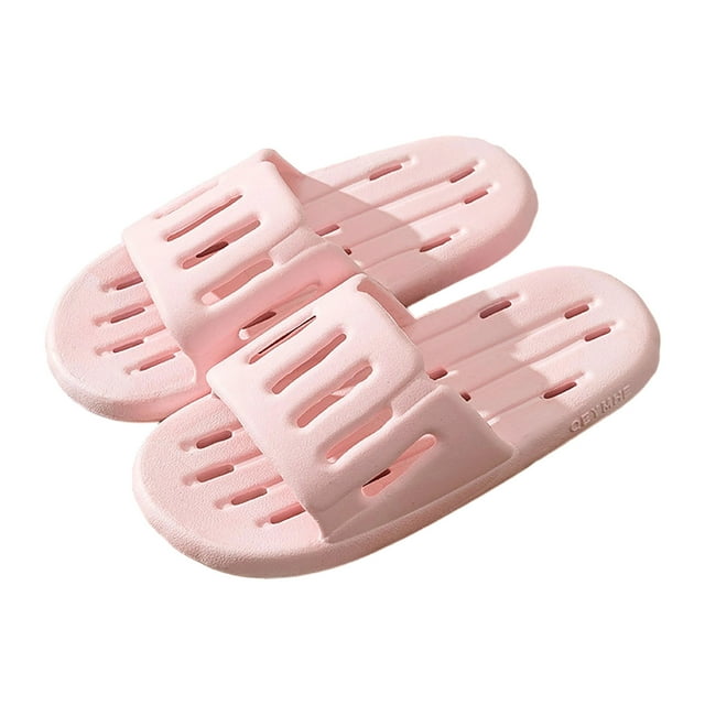 WLOELOEW Comfortable Bath Slippers For Women And Men In Pink Pvc Fabric Size 6.5 Us Foot Length 9.65 Inches Quick Dry Anti Slip Design