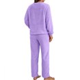thumbnail image 7 of Alkepwun Lounge Sets for Women Loose-Fit Casual Comfortable Thickened Fleece Homewear Set Long-Sleeve Crew Neck Pullover Top Elastic Waist Straight Leg Pants Sleepwear Walks Strolls Suit, 7 of 7