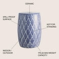 thumbnail image 4 of JONATHAN Y Moroccan Diamonds 18" Ceramic Drum Garden Stool, Blue/White, 4 of 6