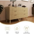 thumbnail image 6 of Fluted 3 Drawer Dressers, Modern Closet Dressers Chest of Drawers, Wood Storage Dresser Chest of Drawers Organizer for Bedroom Living Room Hallway Closet(Natural), 6 of 7