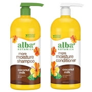 Alba Botanica More Moisture Shampoo/Conditioner Duo, 68 oz - Coconut Milk Shampoo and Coconut Milk Hawaiian Conditioner, 34 oz Each