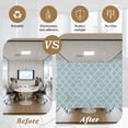 thumbnail image 6 of Blue Moroccan Window Privacy Film, Retro Country Geometric Quatrefoil Plaid Static Cling UV Sun Blocking Tint Film Heat Control Windows Films for Bedroom Bathroom, Window Stickers 23.6"x59", 6 of 8