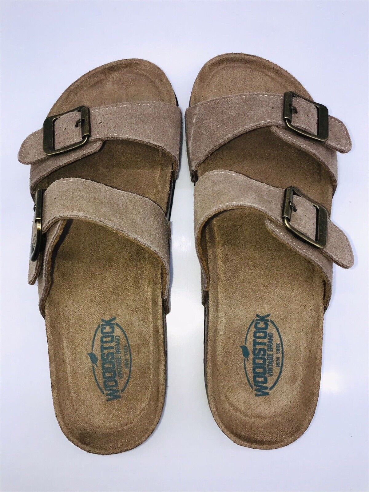Woodstock Vintage Brand New York Women Leslie Double Strap Slide Sandal Tan 7M