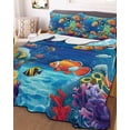 thumbnail image 3 of Quilts Twin XL Size, Ocean Coral Fish Soft Comforter Bedding Set for Bed, Colorful Underwater World Seagrass Lightweight Quilted Bedspread with Pillow Cover(2 Pieces) for All Season, 68x98 Inch, 3 of 6