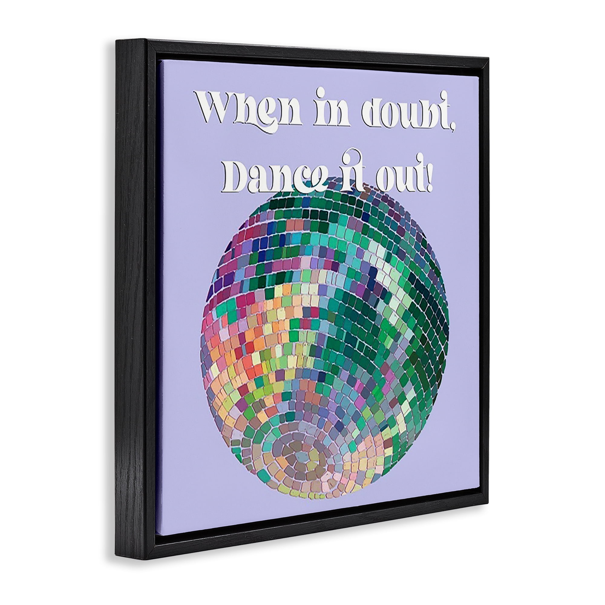 Stupell Industries Dance It Out Phrase Novelty & Humor Painting Black Floater Framed Canvas Art Print Wall Art, 25 x 25