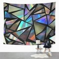 thumbnail image 2 of ZEALGNED Green Iridescent with Holographic Triangles On Black Blue Glam Metal Crystal Funny Wall Art Hanging Tapestry Home Decor for Living Room Bedroom Dorm 60x80 inch, 2 of 2