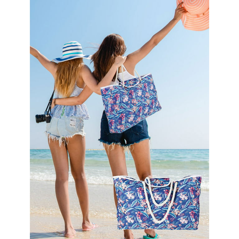 oscaurt Large Beach Bag Stripe Tote Bag with Zip Beach Bags for Women  Waterproof Shopping Bag Handbags Pool Bag Holiday Essentials