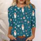 thumbnail image 1 of Pntutb - Camiseta holgada con estampado de moda para mujer, blusa de manga 3/4, cuello redondo, tops casuales Pntutb Pntutb-1903, 1 of 4