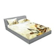 thumbnail image 2 of Ambesonne Music Fitted Sheet & Pillow Sham Set, Bridal Wedding Floral, Calking, Sepia and Yellow, 2 of 2