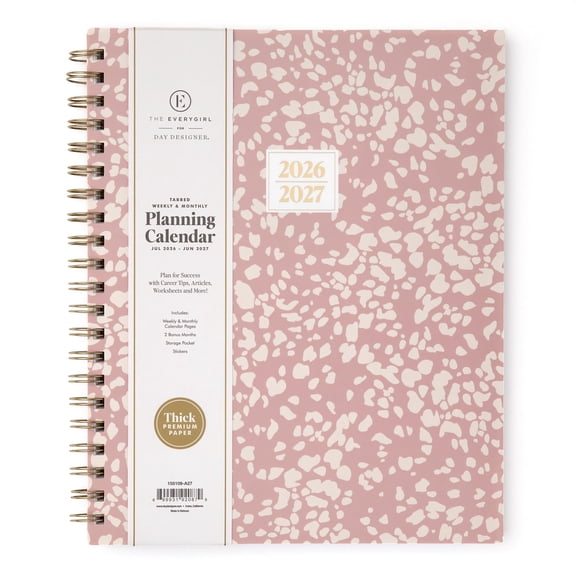 Blue Sky The Everygirl 2026-2027 Weekly and Monthly Academic Year Planner Calendar, July 2026 - June 2027, 8.5" x 11", Flexible Cover, Wirebound, Storage Pocket, Stickers, Bengala Desert Rose
