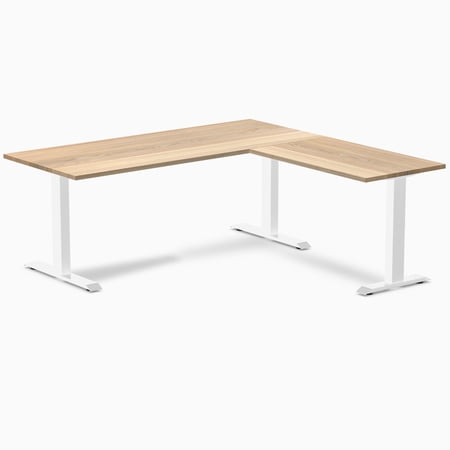 Desky Zero Hardwood L-Shape Office Desk - White Ash / 72 X 30 X 70 X 24 Inches / White