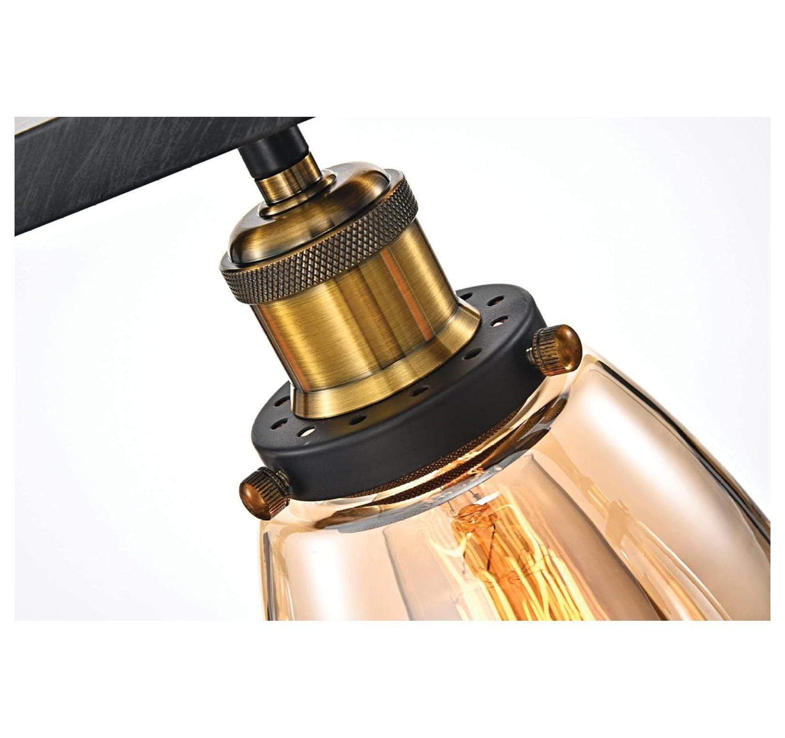 Industrial Chandelier with Amber Glass Shades, Downlight Antique Black Ceiling Light for Kitchen Island, Dining Room, and Pool Table