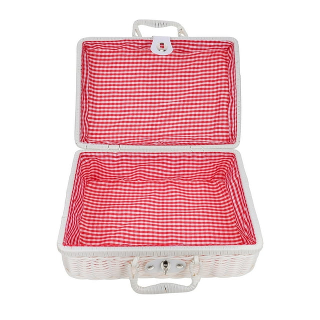 BRIGHTFUFU 1Set Decorative Suitcases White Plastic Woven Technology Large Capacity Storage Box for Adults