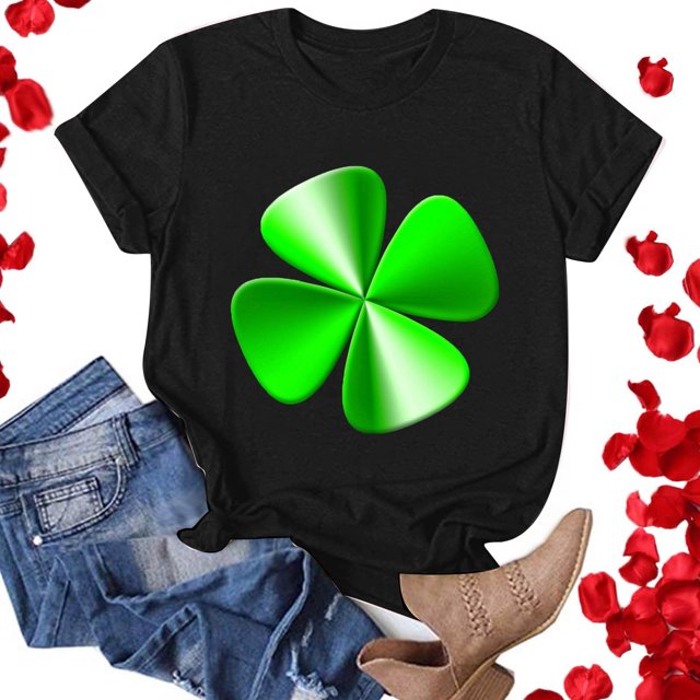 T-Shirt de la Saint-Patrick pour Femmes Mode Saint-Patrick Imprimé Col Rond Manches Courtes T-Shirt Décontracté Haut T-Shirts de la Saint-Patrick pour Femmes