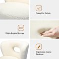 thumbnail image 6 of Upholstered Sherpa Barrel Accent Chair White Cutout Back Armless Wooden Legs Home Bedroom Living Room Office Adult Ivory, 6 of 7