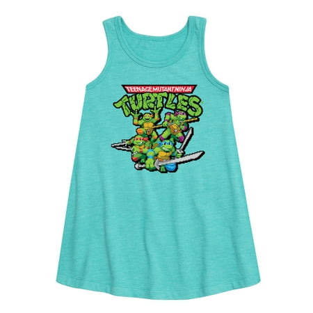 

Teenage Muntant Ninja Turtle - Gaming Group And Logo - Toddler and Youth Girls A-line Dress