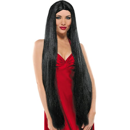 AMSCAN Extra Long Wig Halloween Costume Accessories, Black, One