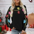 thumbnail image 2 of Tiweut Casual Sweatshirts for Women Sequin Festival Light Long Sleeve Shirt Holiday Crewneck Pullover Tops,Black,L, 2 of 4