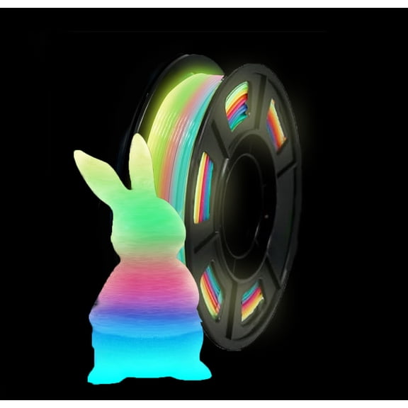 Glow In The Dark PLA Filament, Luminous PLA 3D Printer Filament 1.75mm Dimensional Accuracy  /- 0.02mm, 250g(8.8oz) rainbow PLA