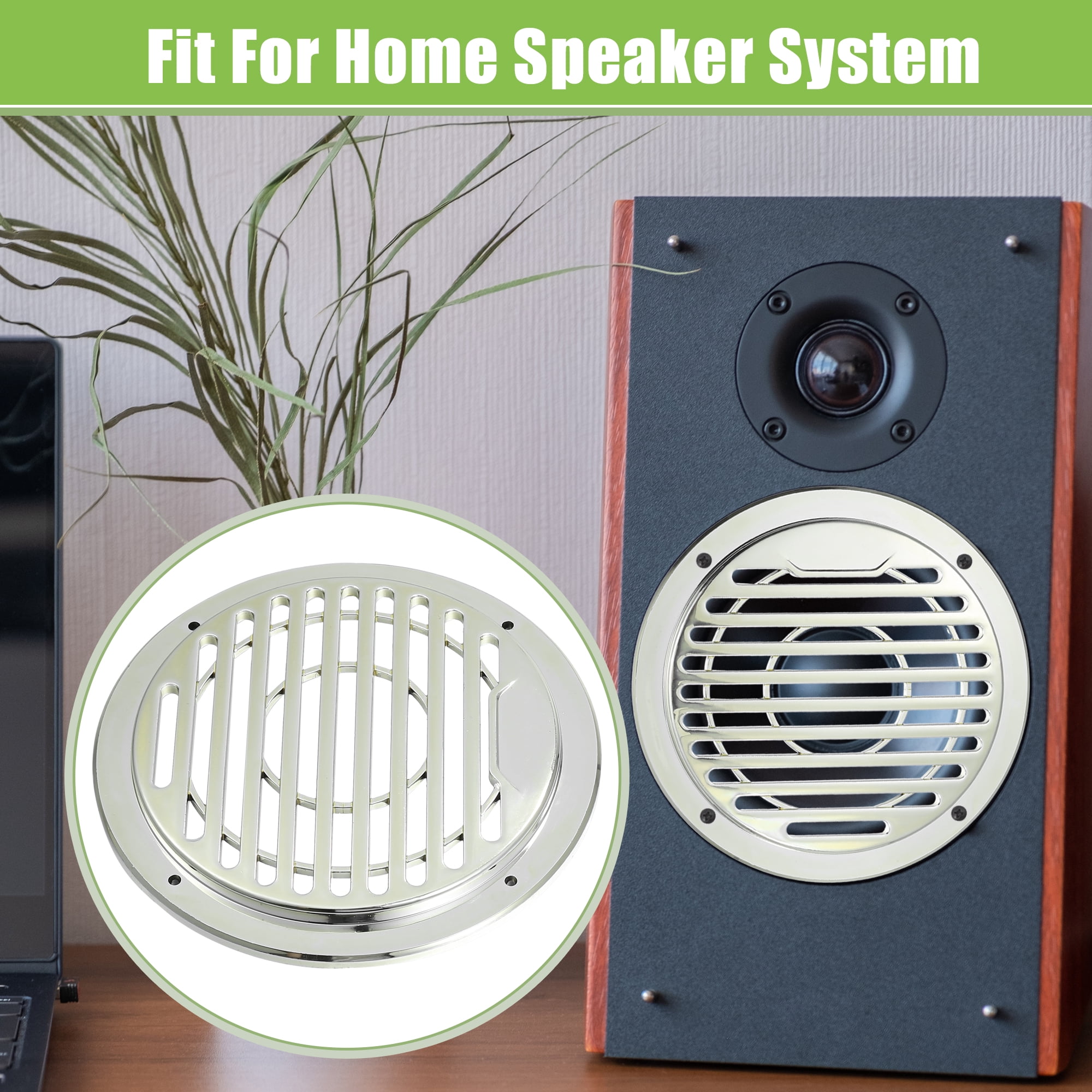 Unique Bargains Car Speaker Grills Cover Guard Protector with Mounting Screws Silver 4.5"