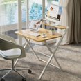 thumbnail image 2 of Portable Small Desk No Assembly, 2-Tier Compact Computer Desk with Shelf, Space Saving Foldable Table for Home Office, Bedroom or Apartment, Portable Collapsible Sturdy Laptop Desk, Oak, 2 of 5
