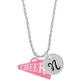 thumbnail image 1 of Delight Jewelry Acrylic 1.25" Pink Cheer Megaphone Silvertone Script Initial Disc - N - Charm Necklace, 20"+3", 1 of 4