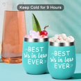 thumbnail image 4 of Sister in Law Gifts, Best Sis in Law Ever Wine Tumbler, Mothers Day Christmas Birthday Gifts for Sister in Law Women Bride, 12Oz Stainless Steel Insulated Wine Tumbler with Lid, Mint, 4 of 6