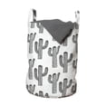 thumbnail image 1 of Black and White Laundry Bag, Repetitive Pattern of Outline Exotic Cactus Plants Image, Hamper Basket with Handles Drawstring Closure for Laundromats, 13" x 19", Black and White, by Ambesonne, 1 of 4