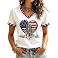 thumbnail image 3 of Women's 9/11 Never Forget Memorial V-Neck Short Sleeve T-Shirt American Flag Patriotic Remembrance Top White XXL, 3 of 5