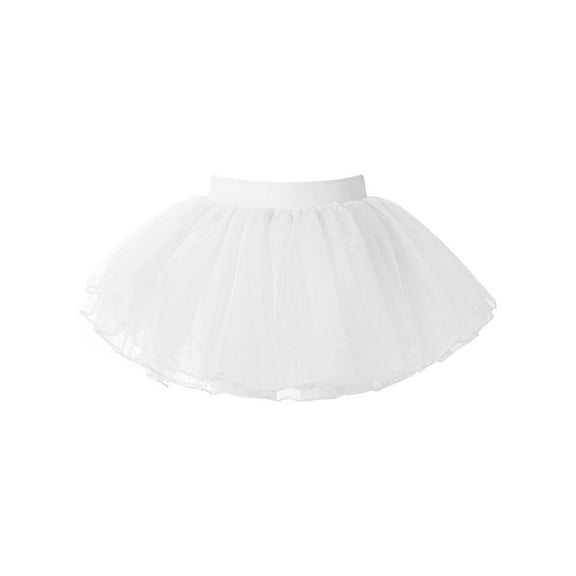 Haitryli Baby Girl 4 Layers Ballet Dance Tutu Skirt Toddler Mesh Tulle SKirt for Bitrhday Party Wedding Performance White 11-16
