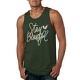 thumbnail image 1 of Stay Beautiful Positivity Quote Saying Pop Culture Mens Graphic Tank Top, Forest Green, Medium, 1 of 3