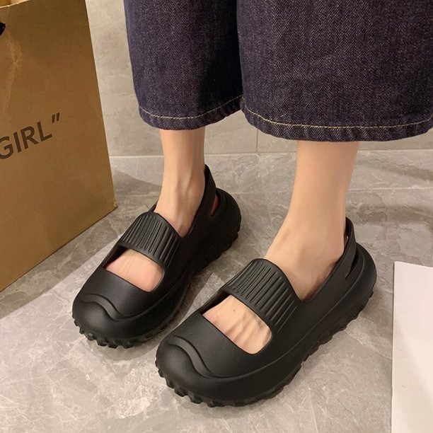 Zapatillas planas gruesas de verano para mujer, zuecos, sandalias de playa, zapatos de tacón alto informales para jardín, zapatos encantadores para mujer, zapatillas, Sandals40 para mujer Gao Jinjia LED
