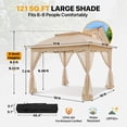 thumbnail image 4 of COOS BAY 11'x11' Pop-Up Instant Gazebo Tent with Mosquito Netting Outdoor Canopy Shelter with 121 Square Feet of Shade, Khaki, 4 of 10