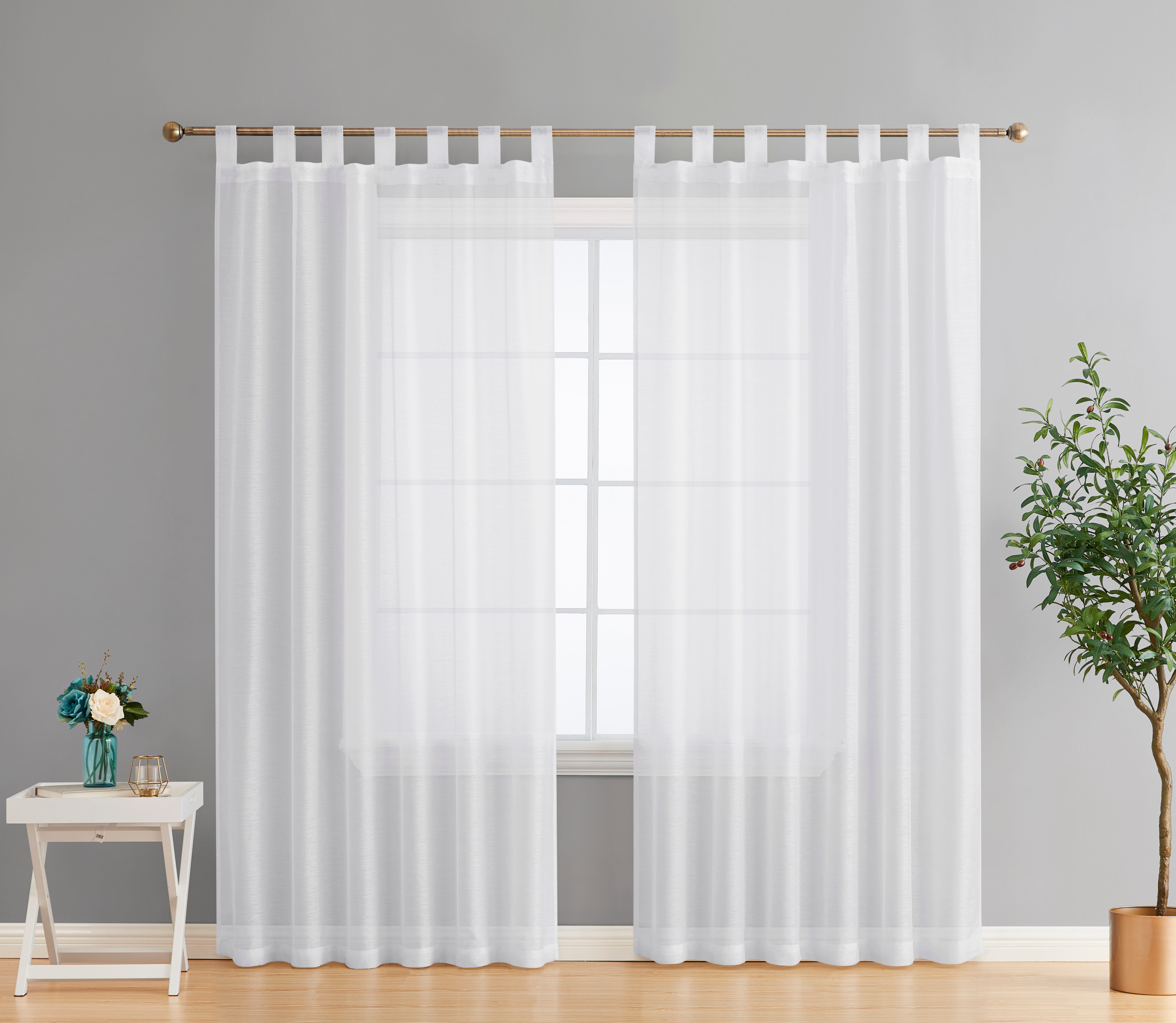 2PC VOILLE SHEER STRAIGHT VALANCE SMALL WINDOW CURTAIN SHORTH PANEL 2 STYLE NEW 