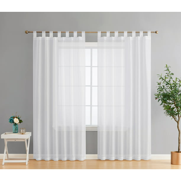 Hlc Me Solid Print Tab Top Semi Sheer Curtain Set 54 Inch X 108 2 Panels Size W Large, Can You Steam Sheer Curtains