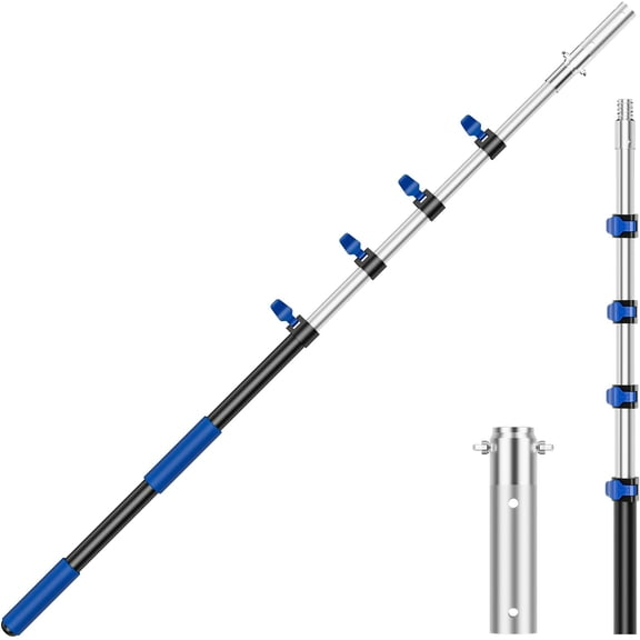Pool Pole Telescopic 20FT Heavy Duty Upgraded Aluminum, 20 Ft Extension/Extendable Telescoping Tool for Above Ground/Inground Swimming Cleaning Supplies Accessories,