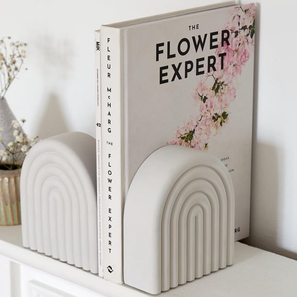 Juego de 2 sujetalibros decorativos de hormigón KIBAGA para libros pesados