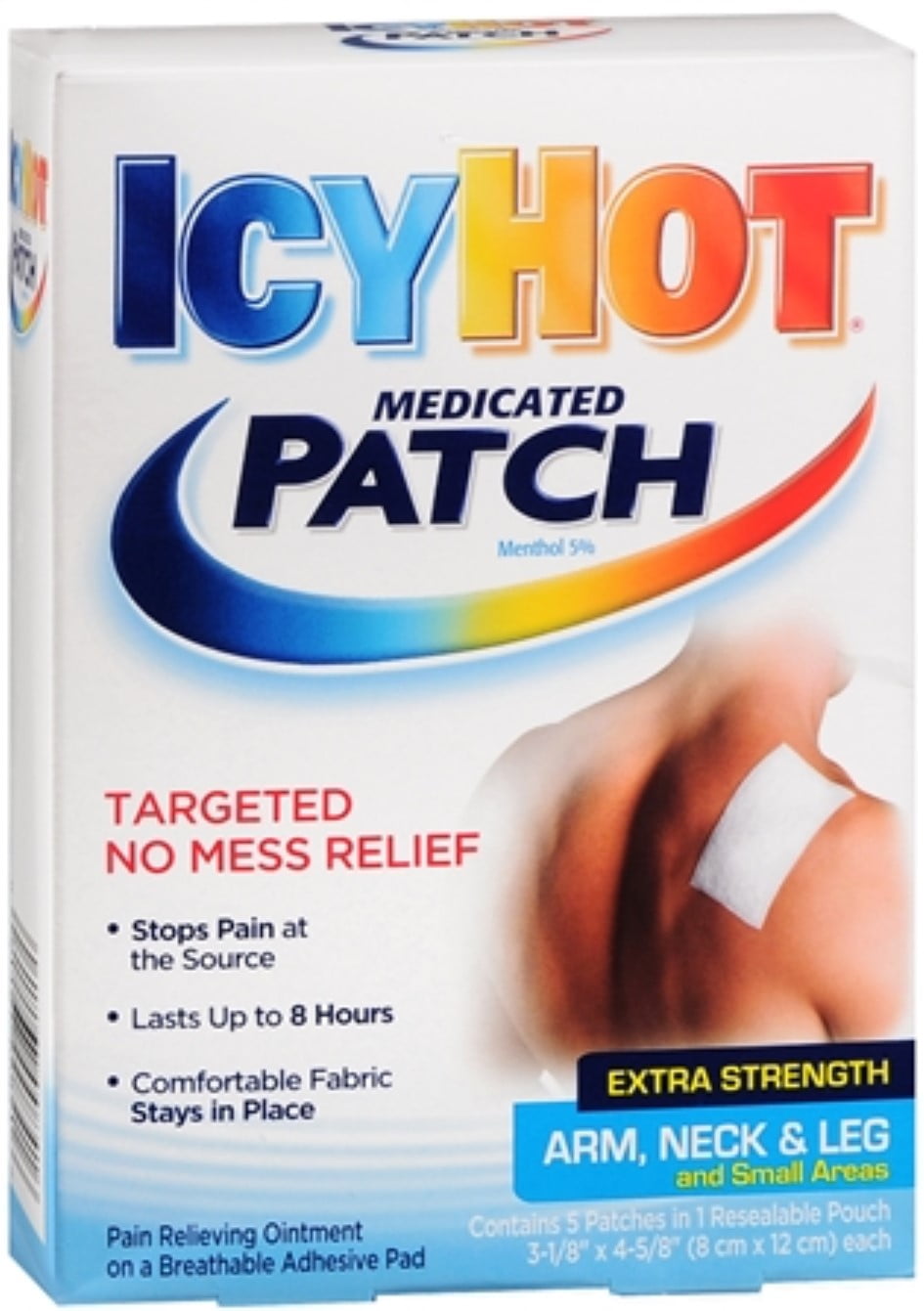 ICY HOT Medicated Patches Extra Strength Small (Arm, Neck, Leg) 5 Each (Pack of 4)