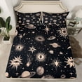 thumbnail image 2 of jejeloiu Stars Planet Moon Twin Sheet Sets,Universe Galaxy Twin Fitted Sheet,Beige Black Flat Sheet For Adults,Microfiber Bedroom Decor,3 Pieces, 2 of 7