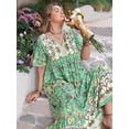 thumbnail image 6 of Women's Plus Size Floral Tie Neck Flutter Sleeve Maxi Dress 100% viscose Perfect for Summer Occasions This Season, 6 of 9