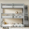 thumbnail image 3 of Euroco Full Size Triple Bunk Bed with Storage Staircase, Gray, 3 of 12