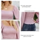 thumbnail image 5 of Blusa de gasa rosa para mujer, escote cuadrado, mangas largas, cintura estrecha y estilo moderno de color puro, talla M, 5 of 6