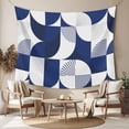 thumbnail image 2 of Navy Blue Geometric Tapestry for Bedroom Wall Hanging Tapestry, Middle Century Modern Abstract Art Ceiling Backdrop Tapestries Poster Blanket Wall Decor for Teens Room Living Room Dorm 55" x 73", 2 of 8