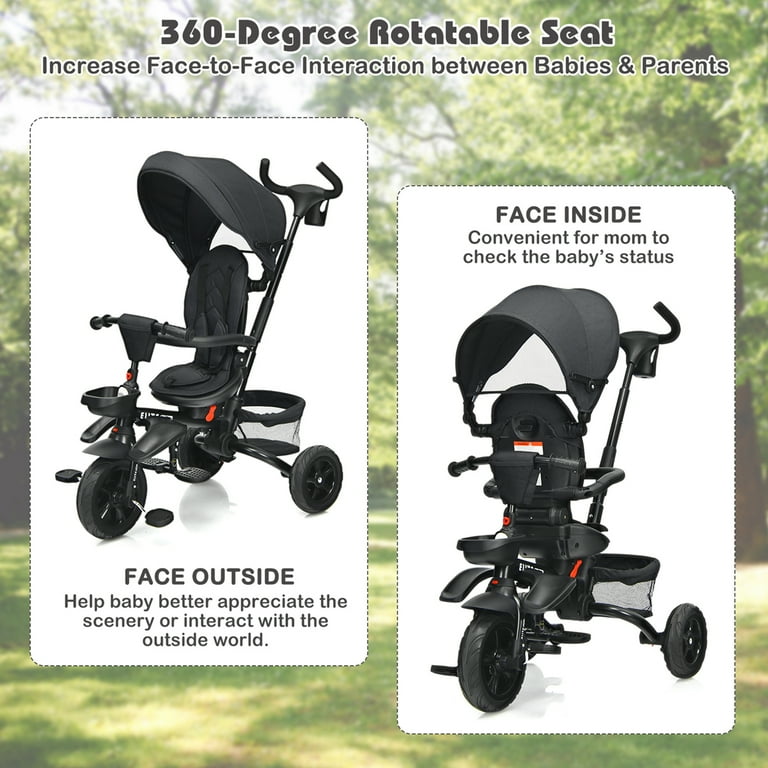 Costway 7 In 1 Kids Stroller Tricycle Foldable Learning Toy Bike w